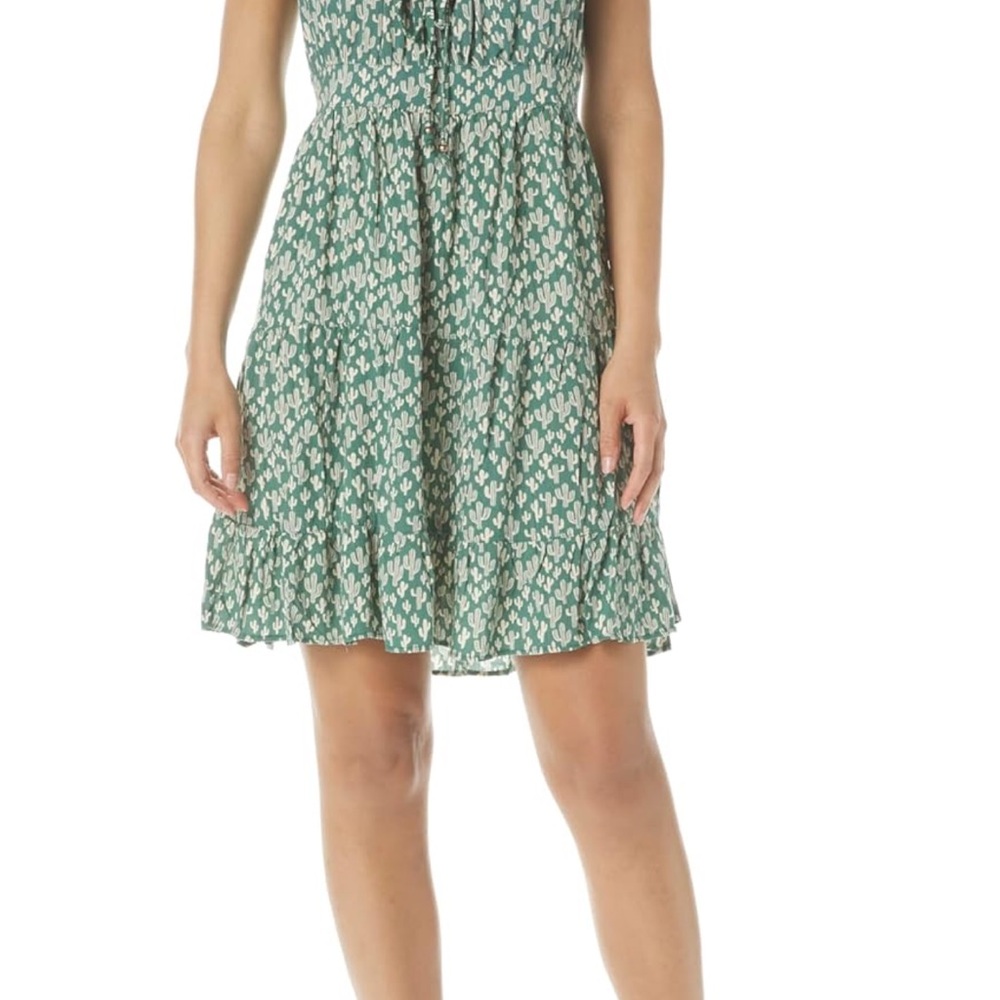 Cactus Print Spaghetti Strap Dress with Tie